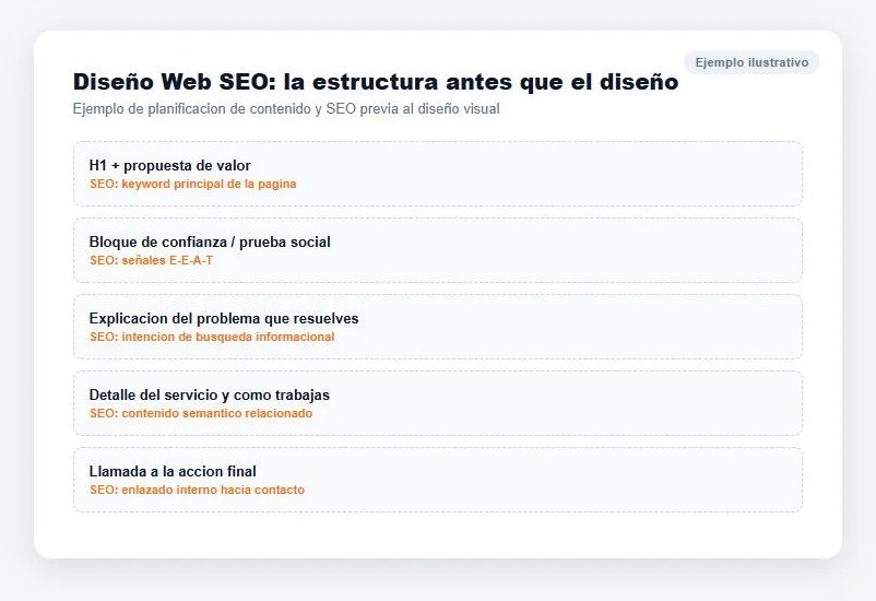 Ejemplo ilustrativo de como planifico la estructura de contenido y SEO antes de disenar una web