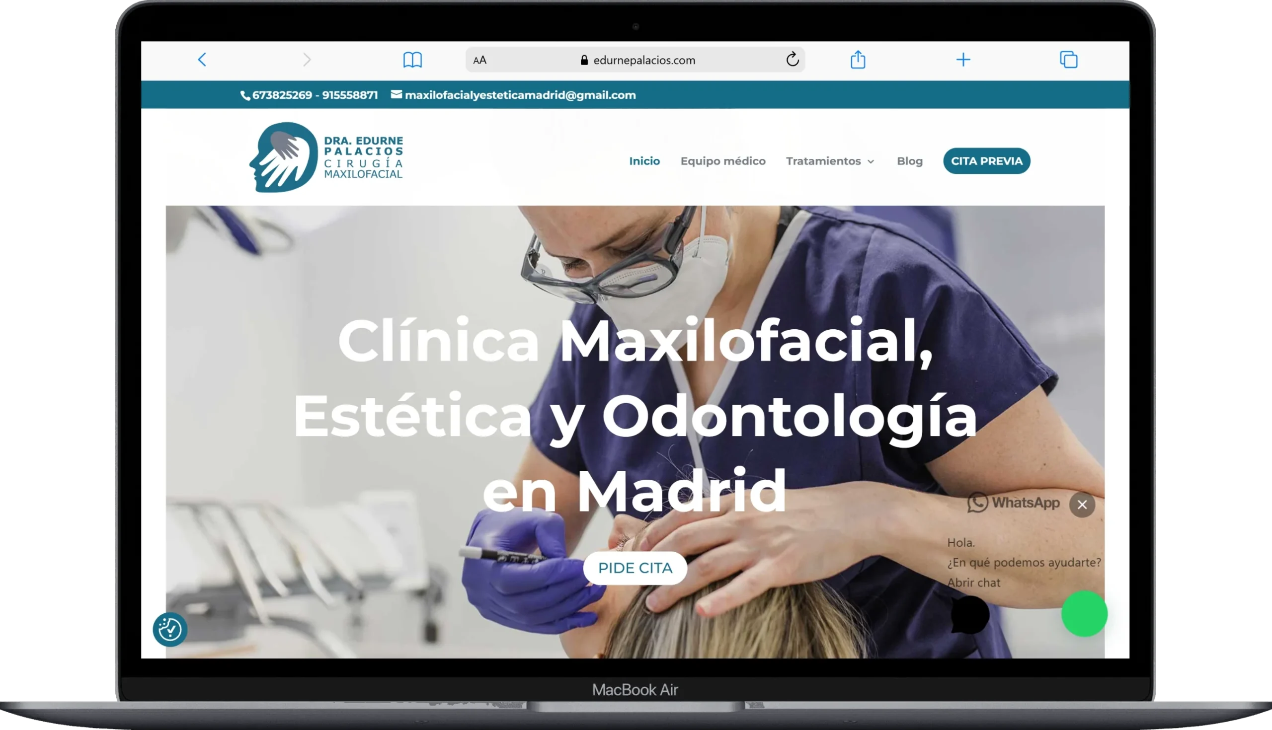 Web de la Clínica Dra. Edurne Palacios especializada en cirugía maxilofacial, estética y odontología en Madrid.