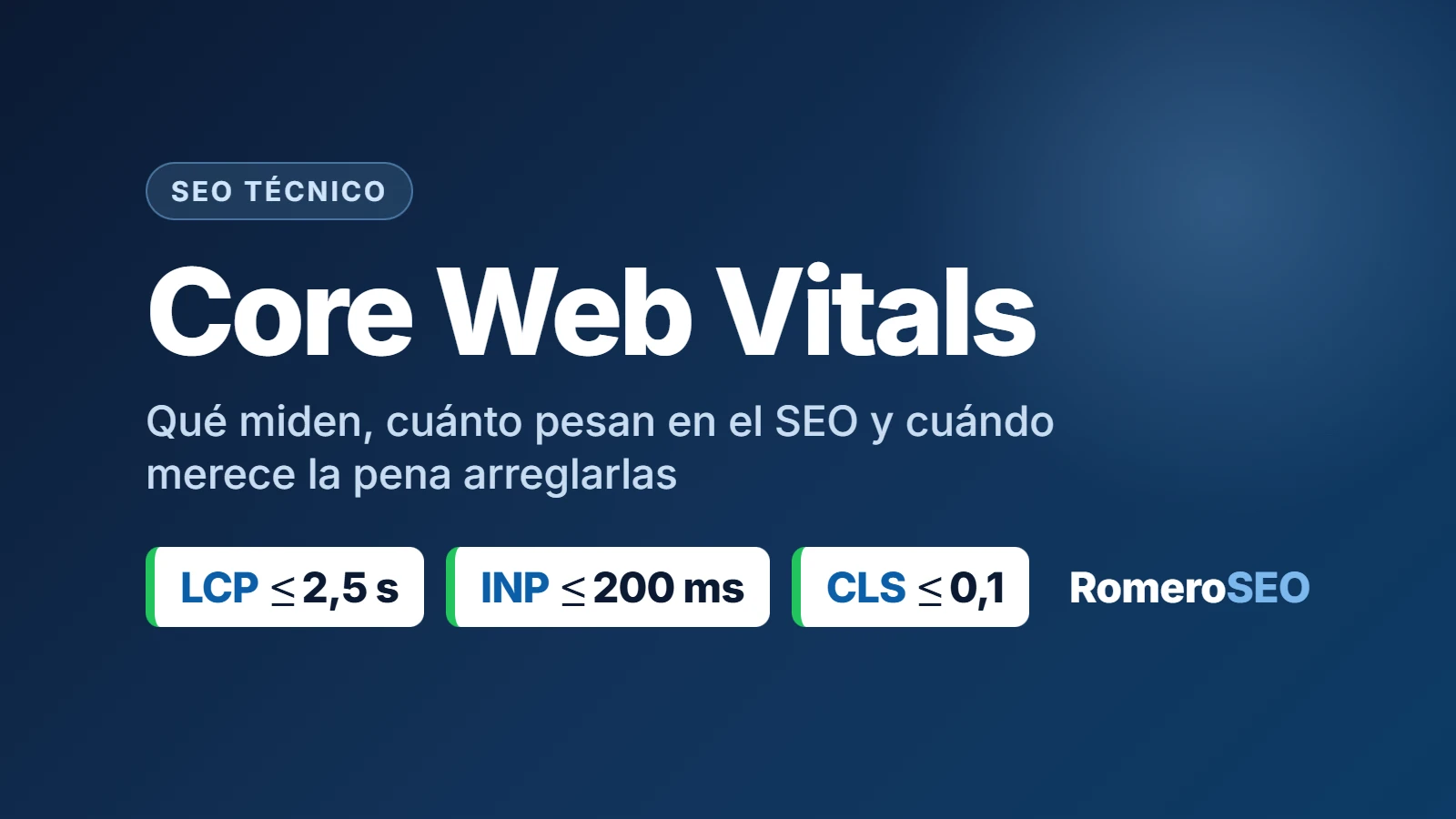 Core Web Vitals: umbrales de LCP, INP y CLS y cuánto pesan en el SEO